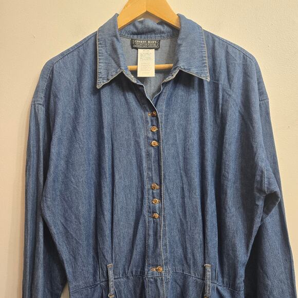 Chorus Blues Vintage 90s Western Country Cottage Denim Button Up Maxi Dress 8 - Picture 6 of 12